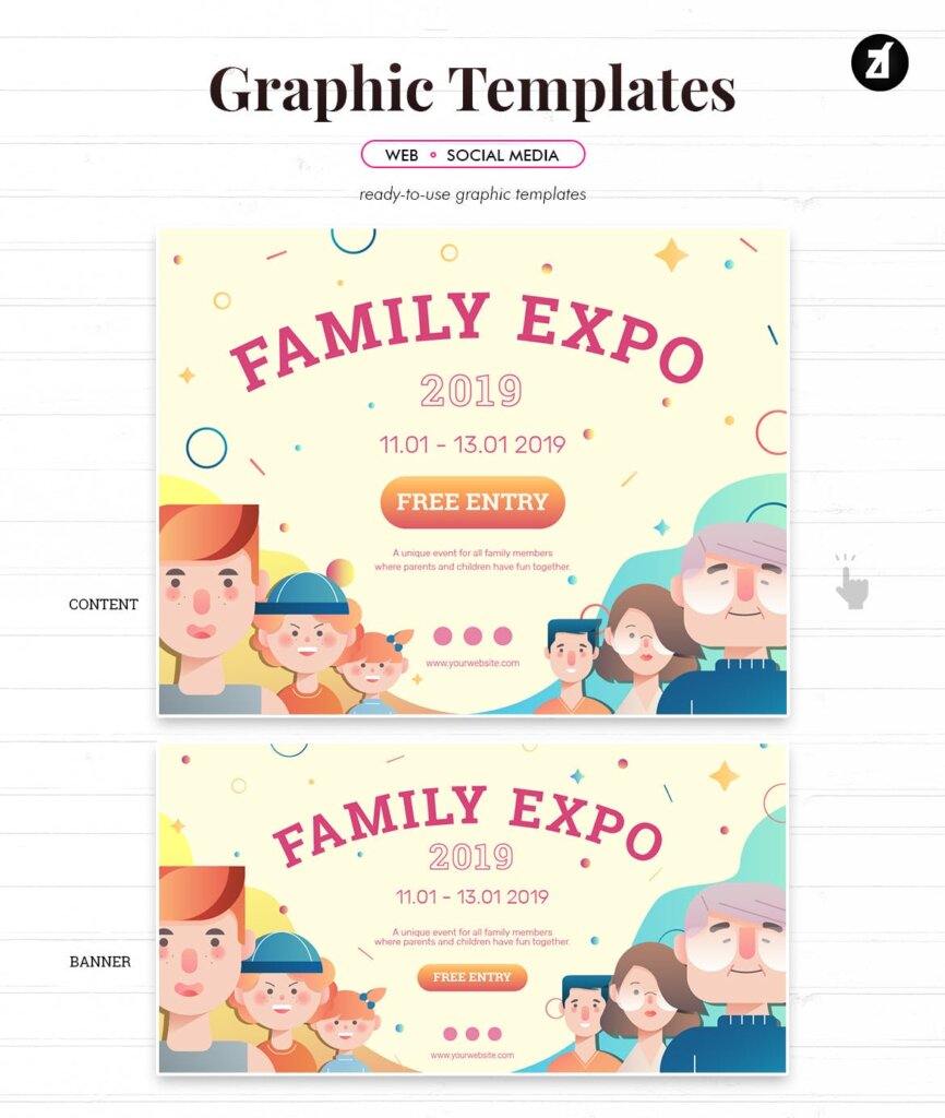 家庭博览会活动聚会传单海报模版素材下载Family Expo Graphic Templates插图2