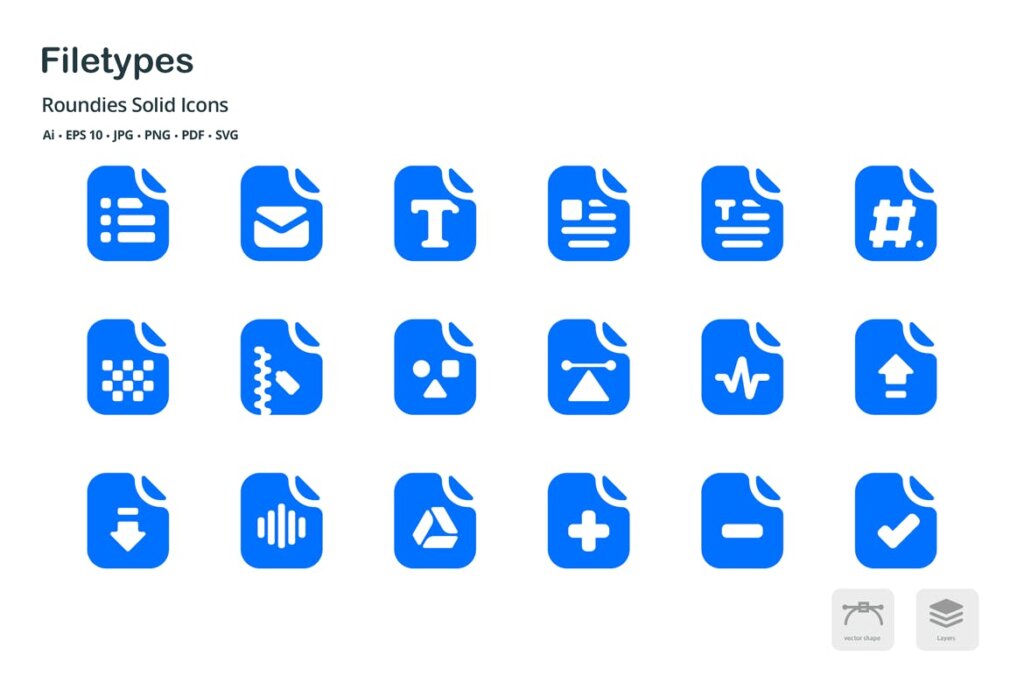 办公文档系列图标剪影图标文件下载File Types Roundies Solid Glyph Icons插图2