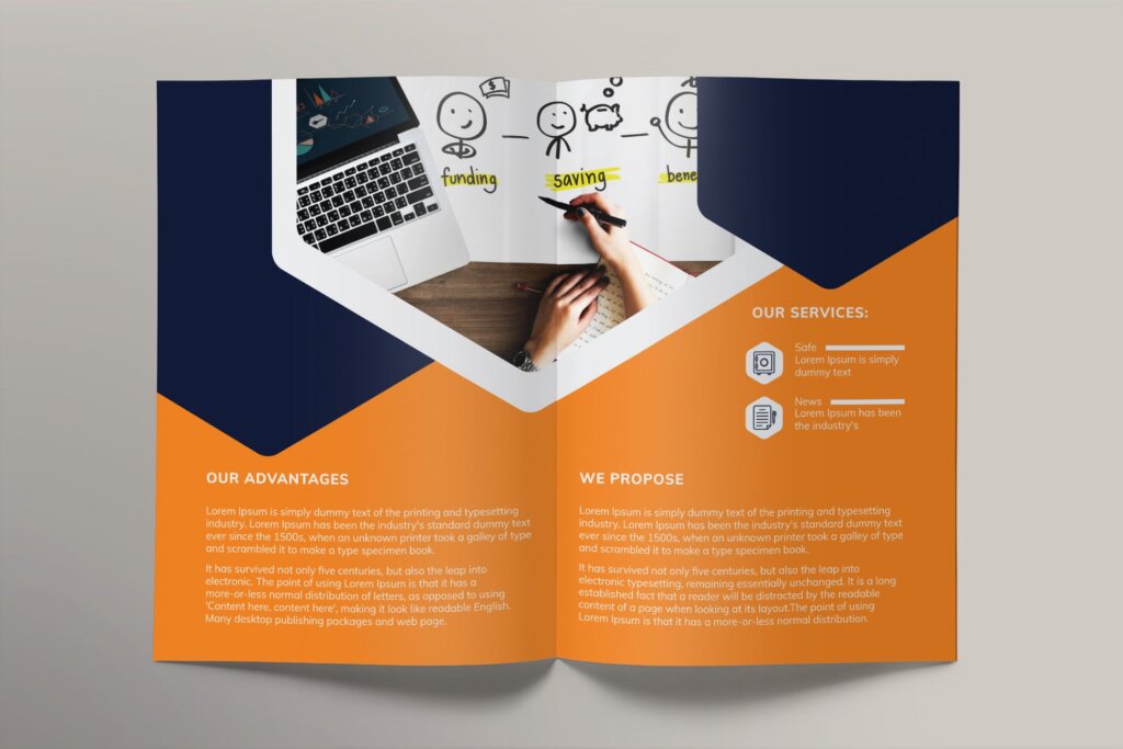 橙色折页传单海波模板素材下载Finance Consultant Brochure Bifold插图2