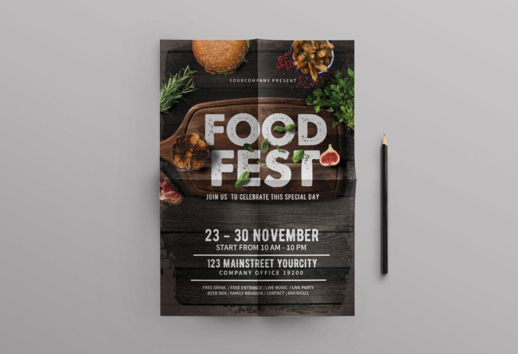 黑色主题风格美食餐饮品牌传单海报模板Food Fest Flyer HZ4B7Z插图2