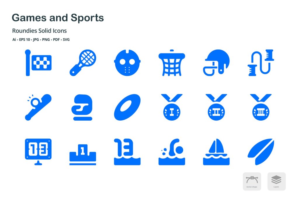 游戏和运动创意系列图标源文件下载Games and Sports Roundies Solid Glyph Icons插图2