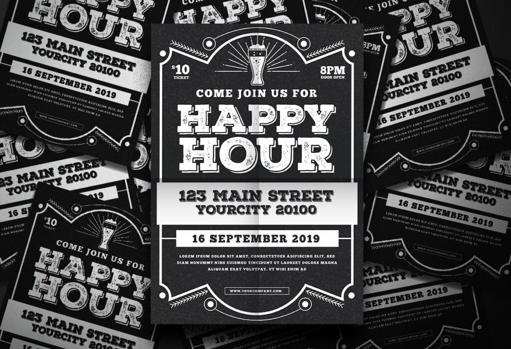 快乐时光传单派对传单海报模板素材Happy Hour Flyer 5HQQKA插图2