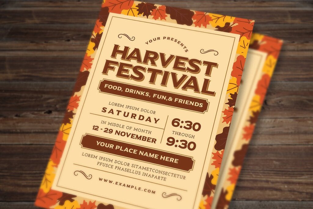 精致文艺丰收节传单海报模板素材下载Harvest Festival Flyer插图2