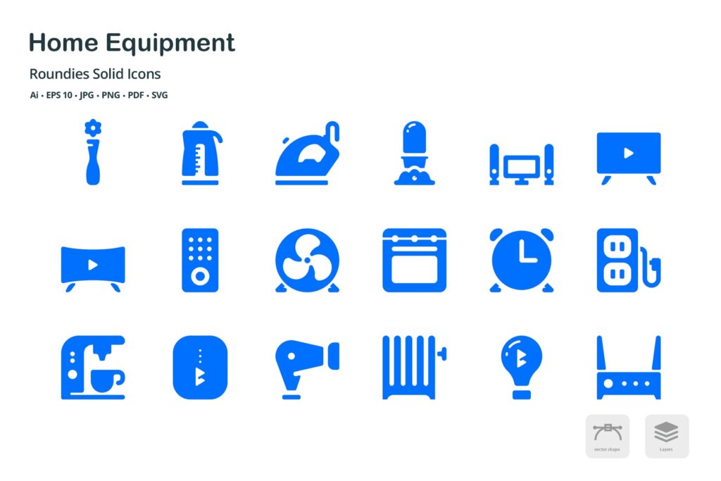 智能家庭设备希系列图标源文件图标素材下载Equipment Roundies Solid Glyph Icons插图2