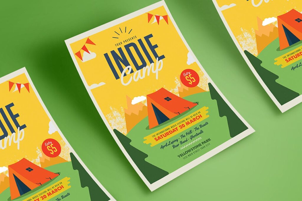 独立营海报宣传单素材模板Indie Camp flyer T2WET2插图2