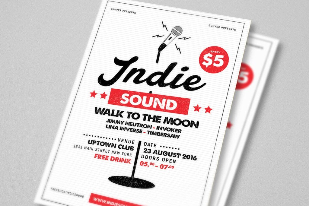 精致创意简约音乐演唱会传单海报模板素材Indie Sound Flyer插图2
