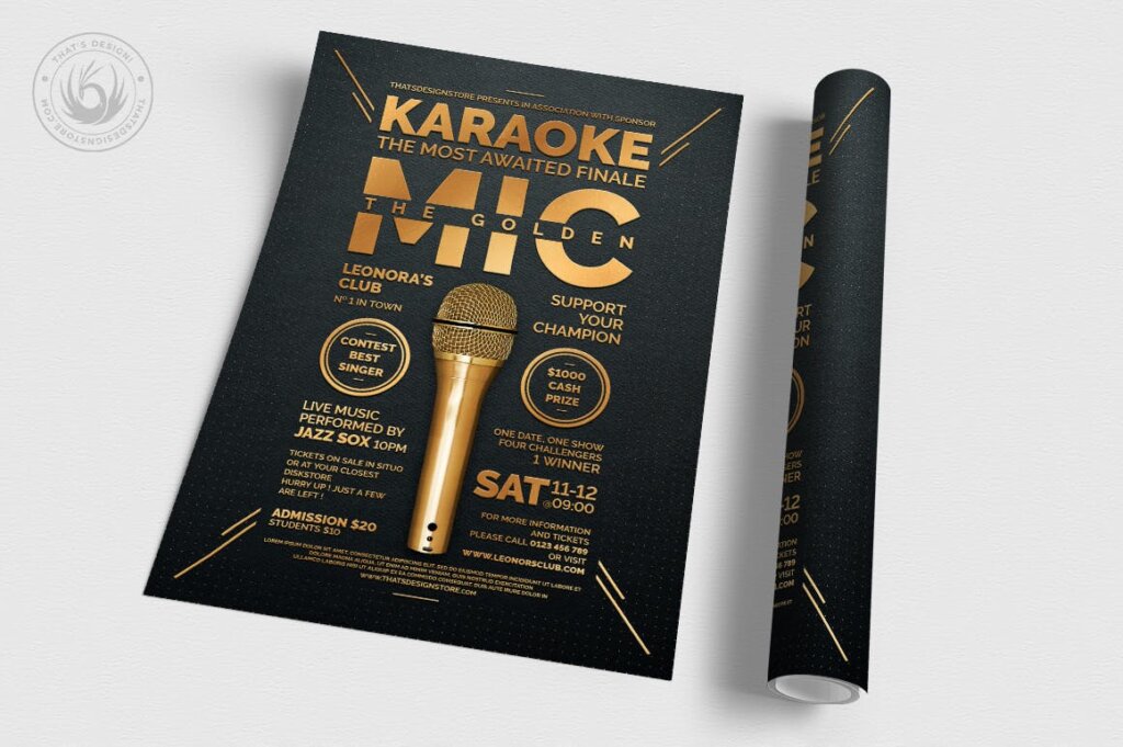 歌唱比赛传单海报模板素材下载Karaoke Flyer Template V8插图2