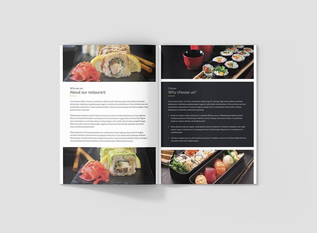 海鲜料理自助餐菜单折页模板素材下载Mini Brochure Sushi Restaurant A5插图2