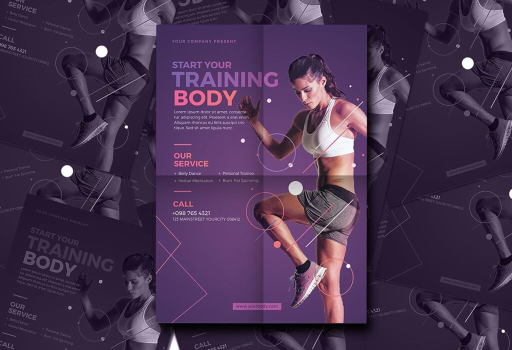 几何纹理图案健身瑜伽海报传单模版素材下载 HU6YKP插图2