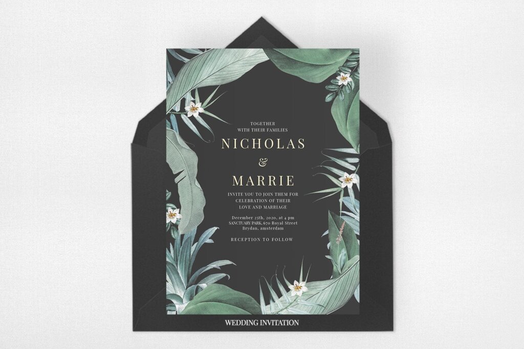绿植风格传单海报模板素材下载Modern Tropical Wedding Suite插图1