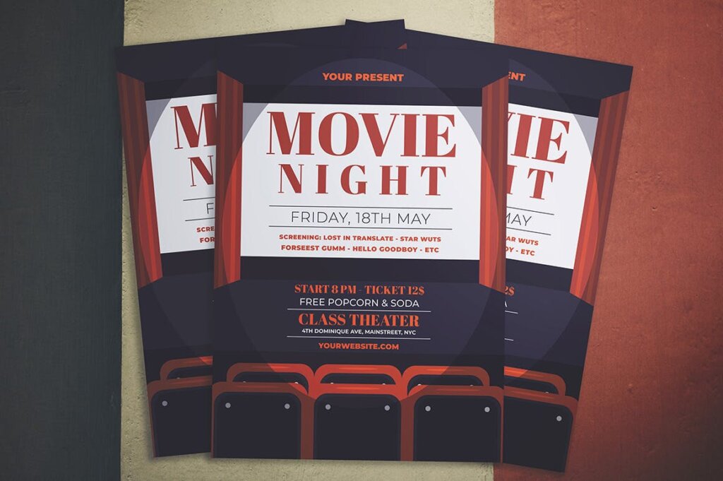 电影节创意海报传单模板素材下载Movie Night Flyer插图2