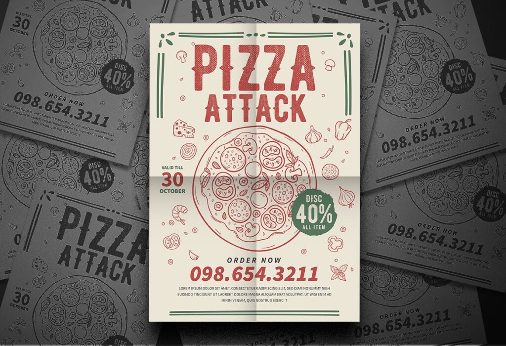 美食餐饮披萨创意美食品牌传单海报模板Pizza Party Flyer插图2