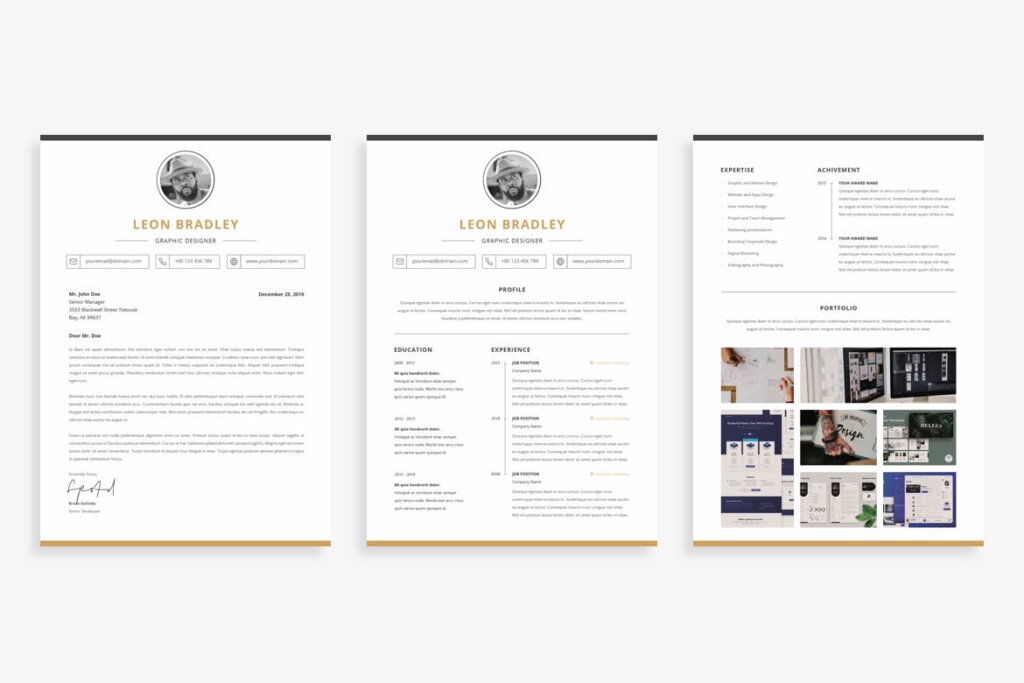 专业创意商务个人简历模版素材Professional Business Clean Resume CV Set Hirezy插图2