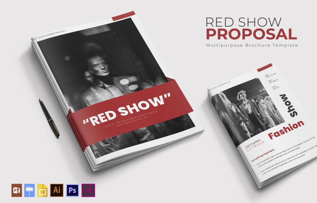 红色高端时尚服装发布会手册模板素材下载Red Show Proposal插图2