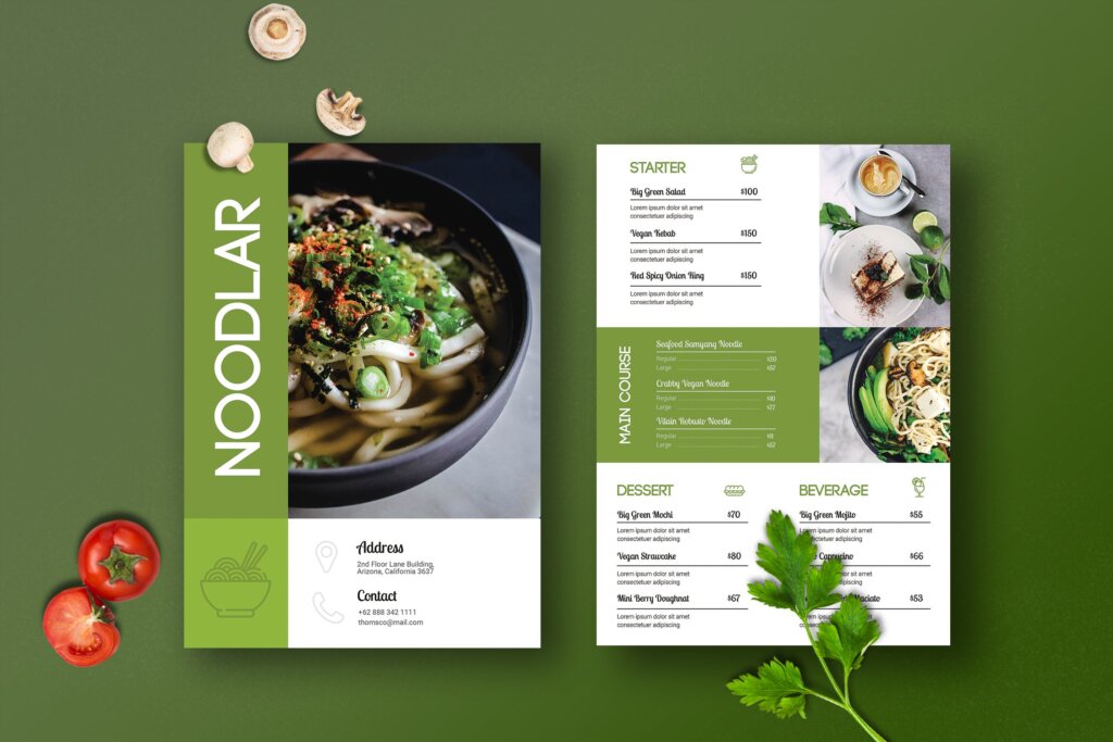 绿色自然风咖啡馆餐厅菜单/酒店菜单模板素材下载BR3N4UL插图2