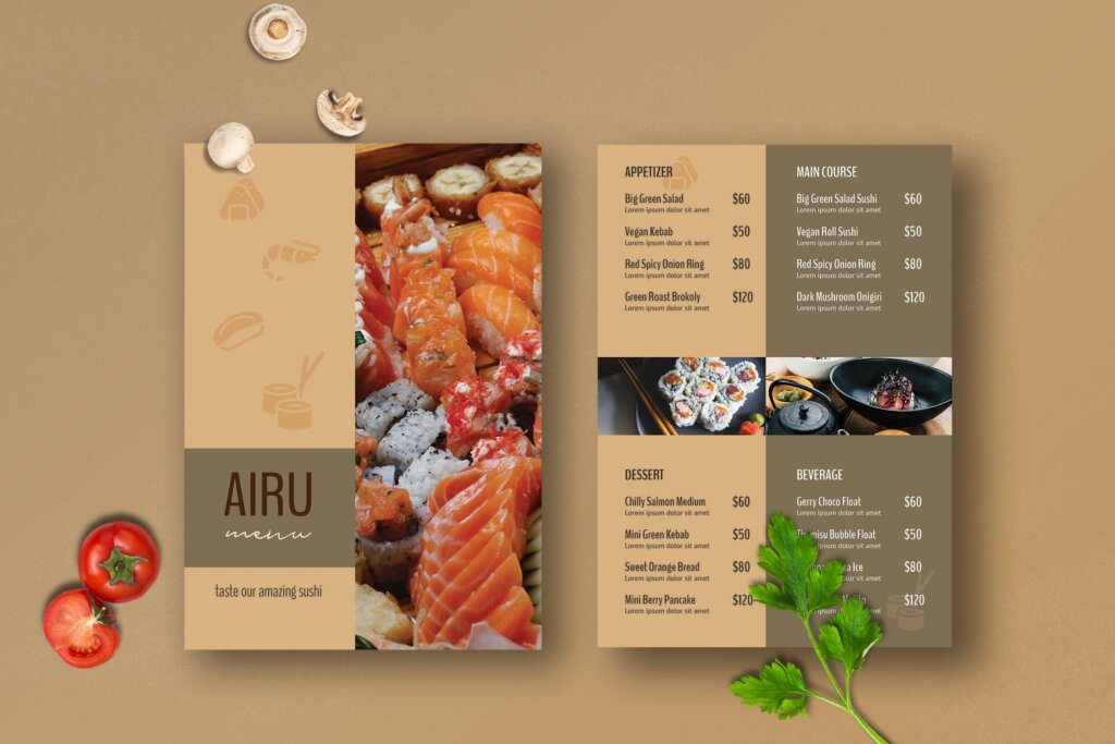 精致高端西餐海鲜料理刺身菜单模板素材下载LGMBZ3W插图2