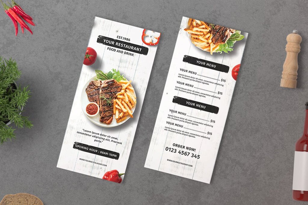 餐厅菜单传单三折页海报模板素材Restaurant Menu Trifold Brochure插图2