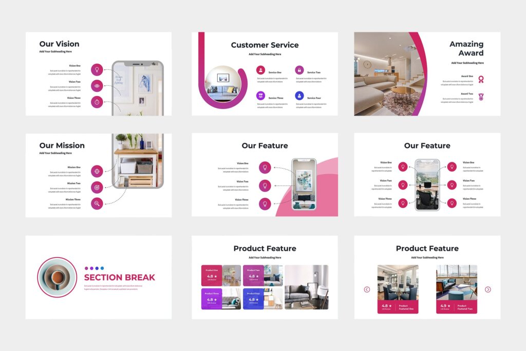 室内设计工作室设计案例幻灯片PPT模版Roomes Business Google Slides Presentation插图2