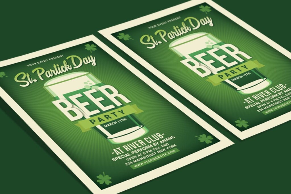 啤酒户外派对传单海报模版素材下载Saint Patrick Day Beer Party插图2