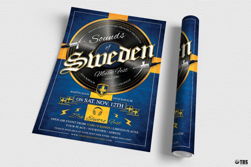 瑞典音乐之声传单模板素材下载Sounds of Sweden Flyer Template插图1