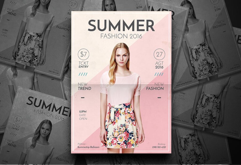 夏季时尚服装促销传单海报模板素材Summer Fashion Flyer 4EVN78插图2