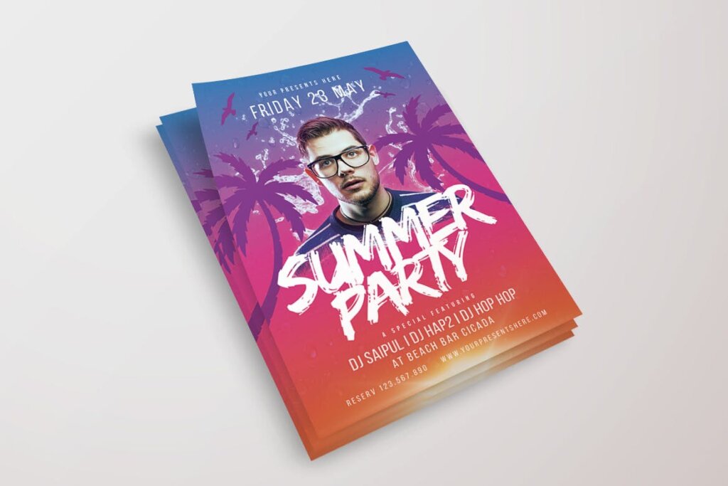 夏日派对传单海报模板素材Summer Party Flyer F6JYYJ插图2