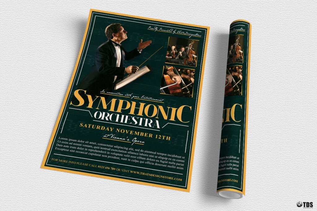 交响会音乐会传单海报模板素材下载Symphonic Orchestra Flyer Template V2插图2