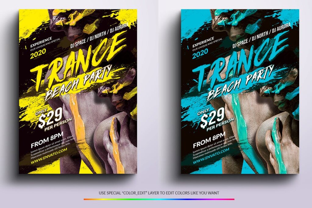 精致街舞海报传单素材模板下载Trance Beach Session Flyer Poster Design插图2
