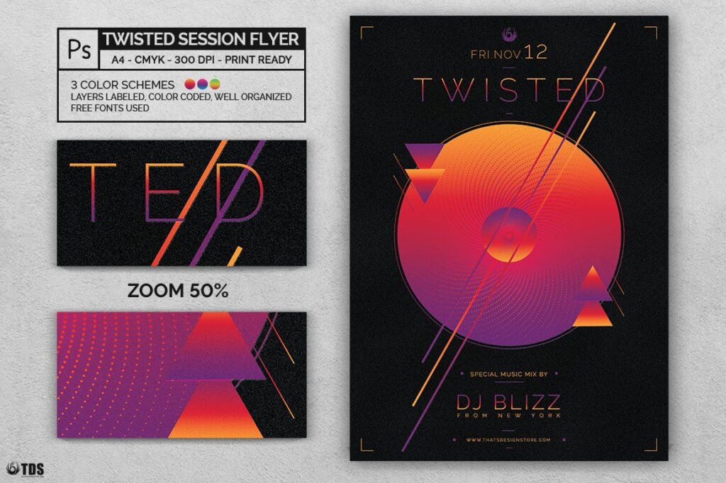 精致产品发布会传单海报模板素材下载Twisted Session Flyer Template插图2