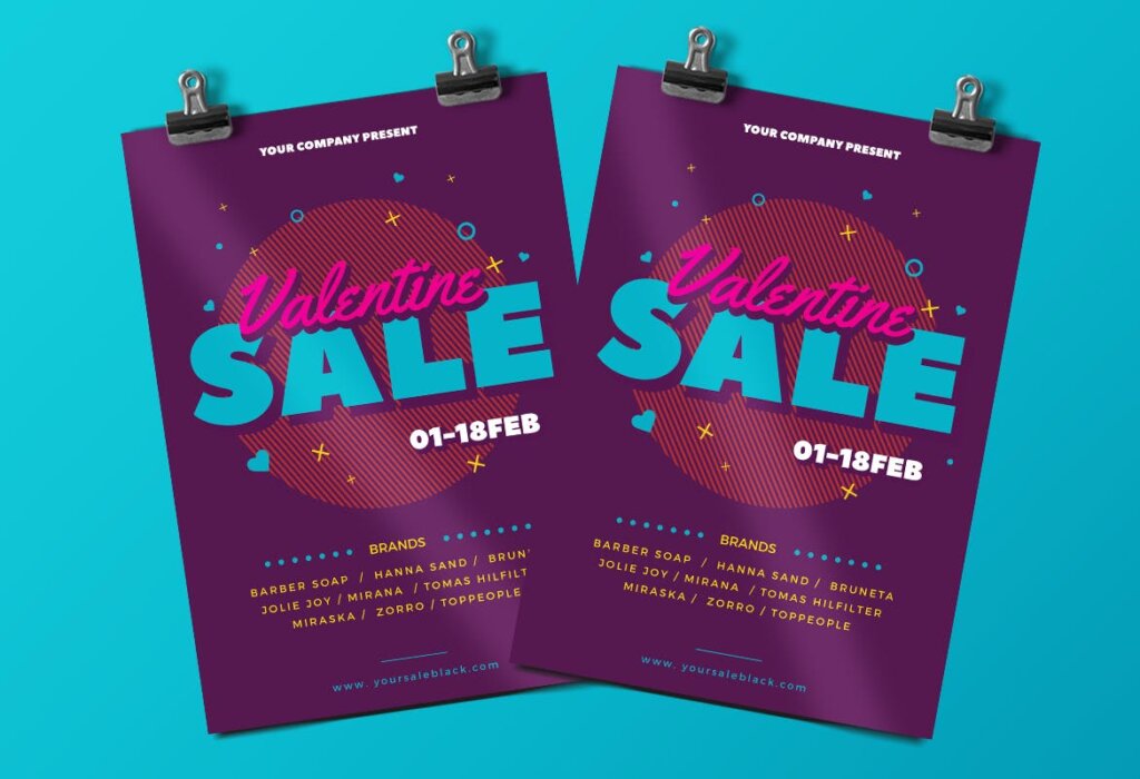 情人节销售传单海报模板素材Valentine Sale Flyer插图2