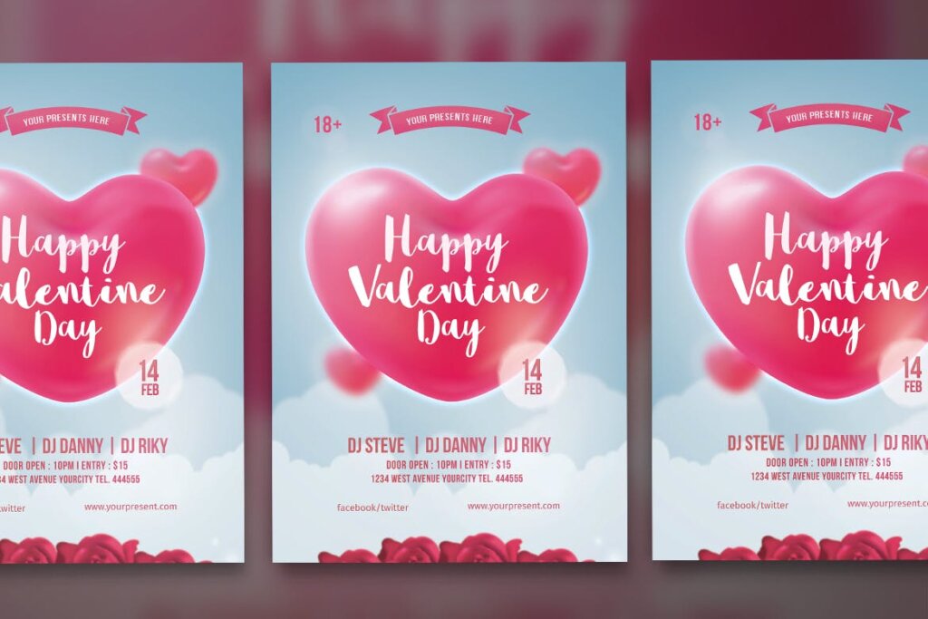 情人节相亲活动传单模版Valentine day Flyer插图2