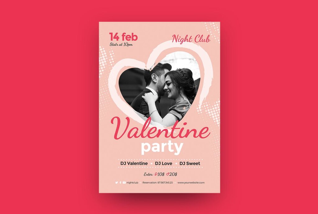 活动派对/活动在情人节活动派对传单模板素材Valentines Day Flyer Poster Event插图2