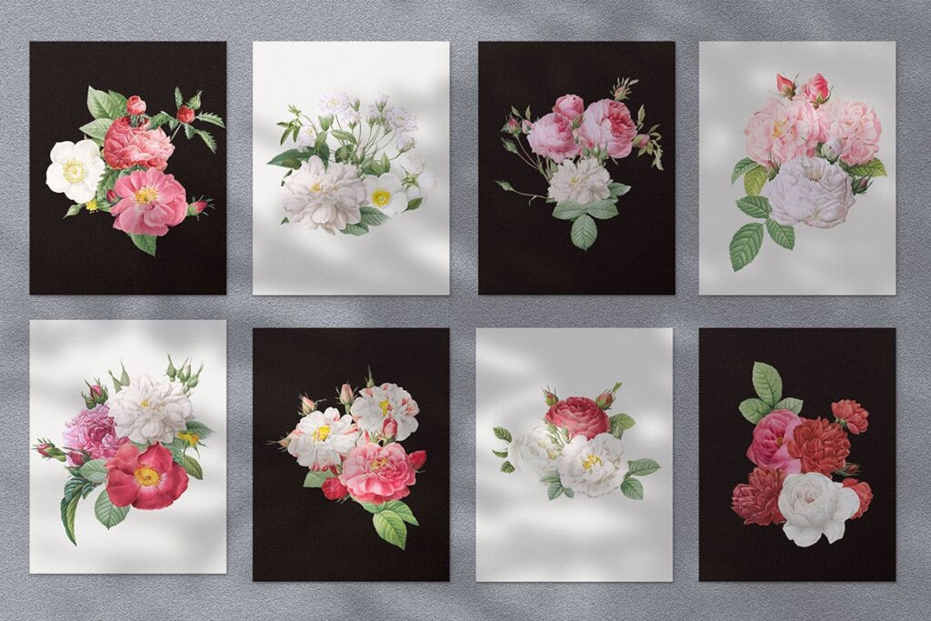 艺术相框装饰图案/电视背景墙画框装饰图案素材模板下载24 Colorful Flower Bouquets Collection插图3
