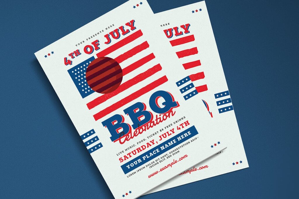 烧烤派对传单海报素材模板素材下载4th Of July BBQ Party Flyer插图3