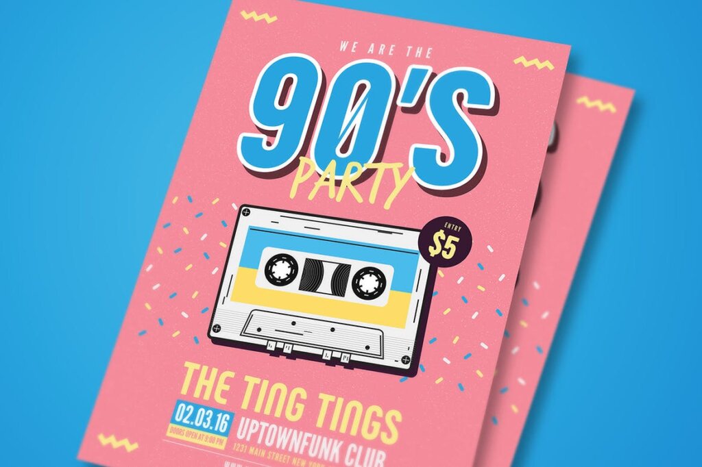 简约文艺创意插画风格海报传单模板素材下载90s Music Flyer插图3