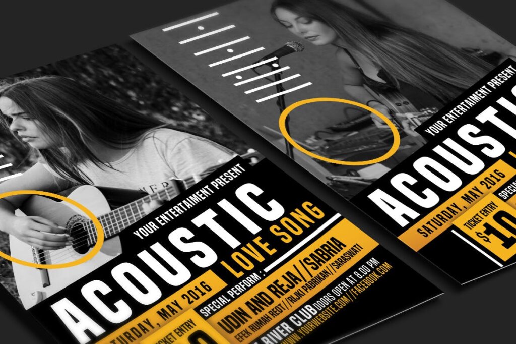 现代简约高端音乐会传单海报模板素材下载Acoustic Event Flyer Poster插图3
