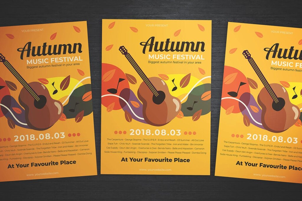 丰收季秋季音乐节传单海报模版素材下载Autumn Music Festival Flyer插图3