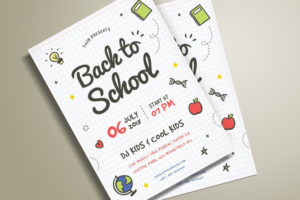 新学期开学派对活动传单海报模板素材Back To School Flyer 2插图3