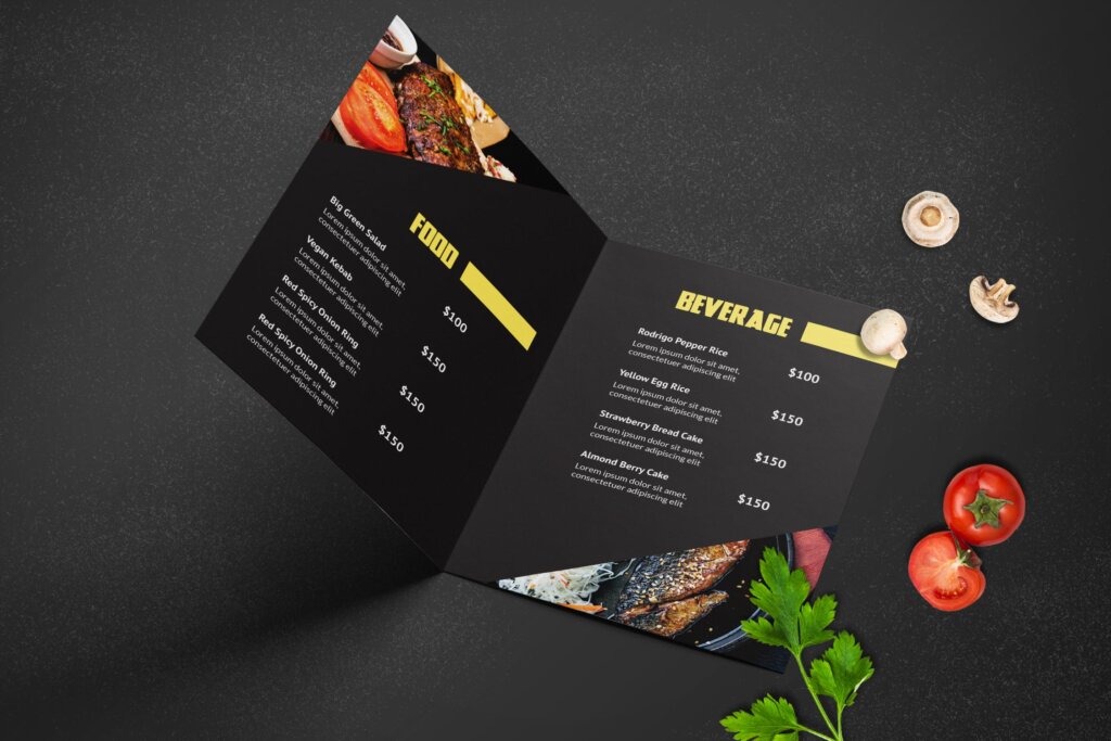 西餐厅牛排店/餐厅菜单咖啡厅菜单模版素材下载Bifold Restaurant Menu Template TW8E236插图3