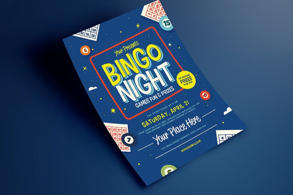 矢量扁平化插图素材模版传单海报下载Bingo Night Event Flyer插图3