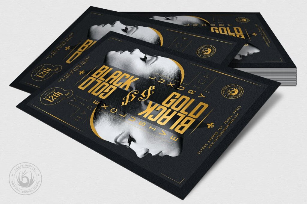 黑色和金色艺术展览传单模板海报模版素材下载插图3