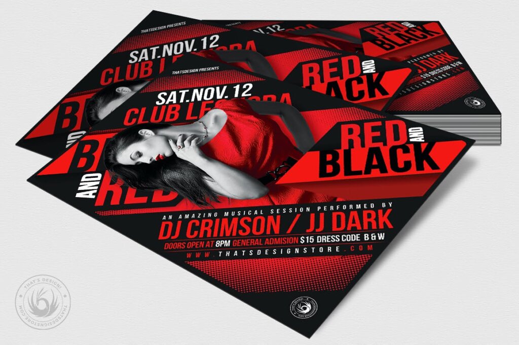 黑色和红色派对传单海报模板Black and Red Party Flyer Template V1插图3