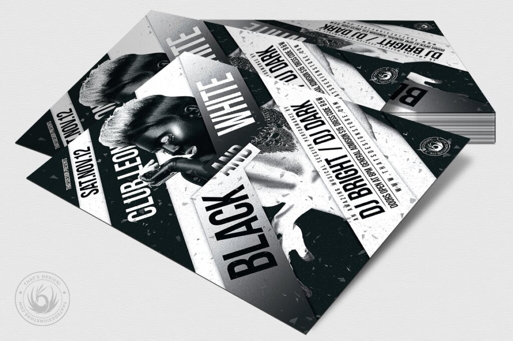 黑色音乐会主题海报传单模板素材Black and White Party Flyer Template VWKL7E3插图3