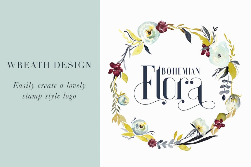 波西米亚风格手绘水彩植物装饰图案纹理/抱枕装饰图案素材下载Bohemian Flora插图3