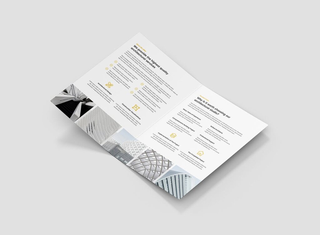 建筑工作室投资组合三折页模板素材下载Brochure Architect Bi Fold插图3