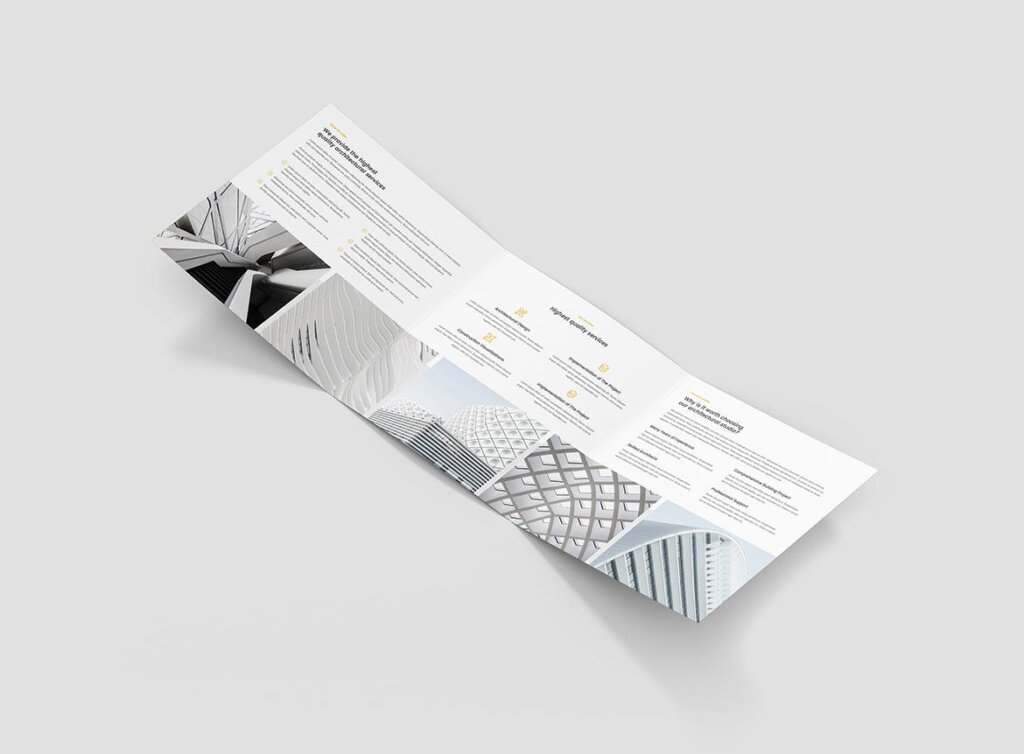 工业建筑设计工作室产品宣传折页模版素材下载Brochure Architect Tri Fold Square插图3