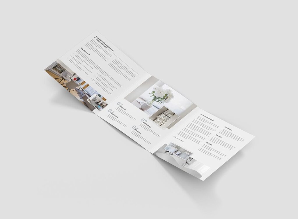 建筑工作室宣传折页产品介绍折页模版素材下载Brochure Architectural Studio Tri Fold Square插图3