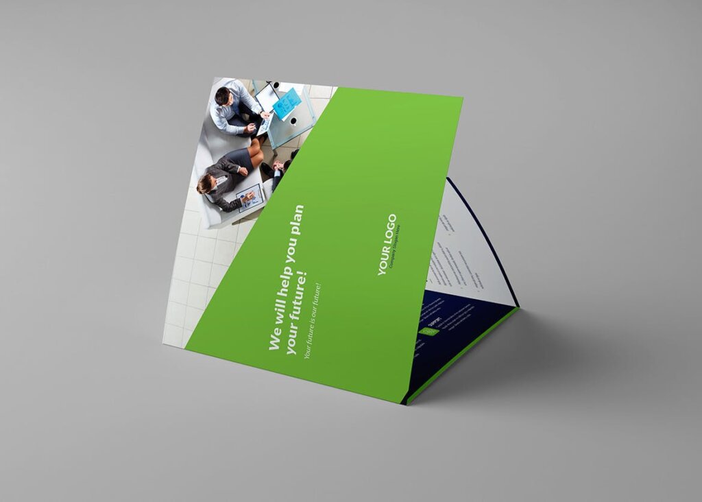 企业商业营销市场销售产品介绍印刷品折页模版素材下载Brochure Company Tri Fold Square插图3
