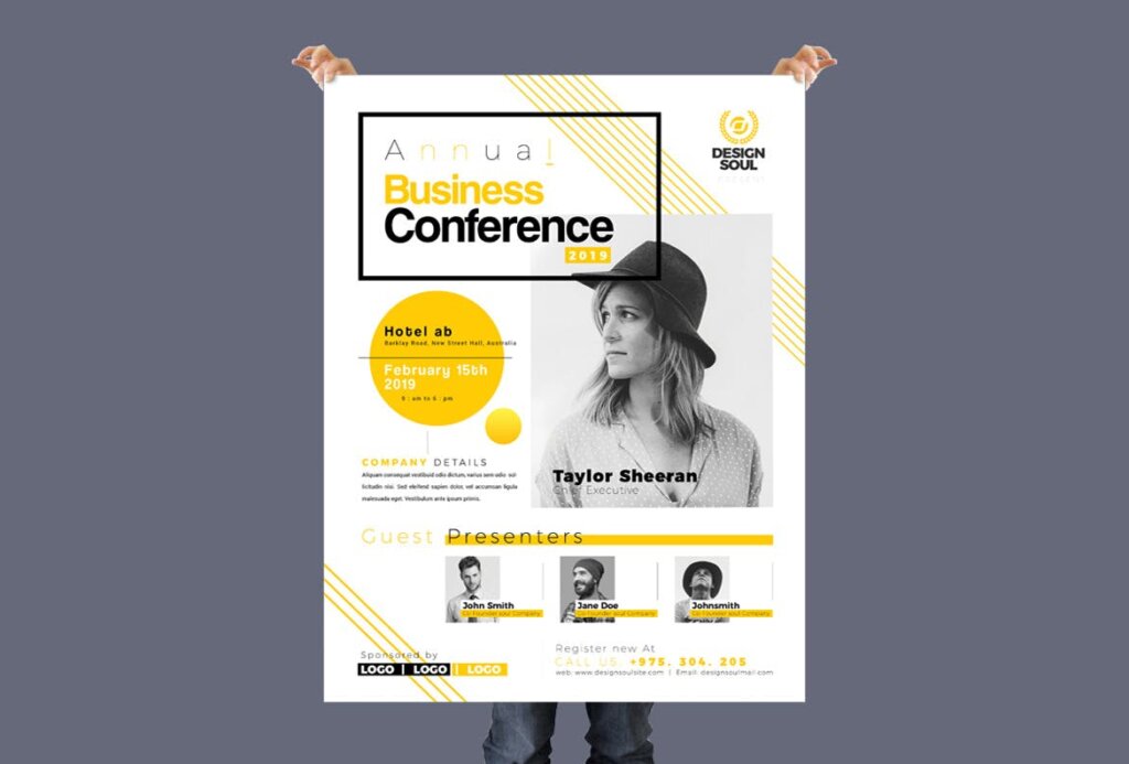 简约设计商务会议传单海报模板素材下载Business Conference Flyer DQDLV6插图3