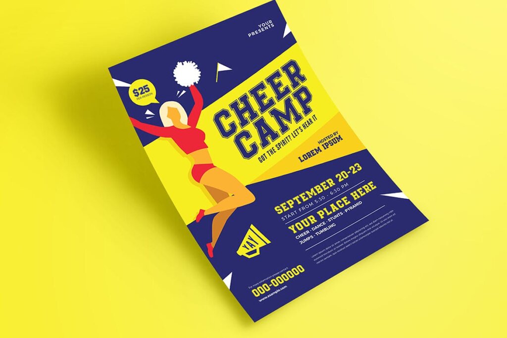 舞蹈瑜伽活动派对海报传单模板素材Cheer Camp Flyer插图2